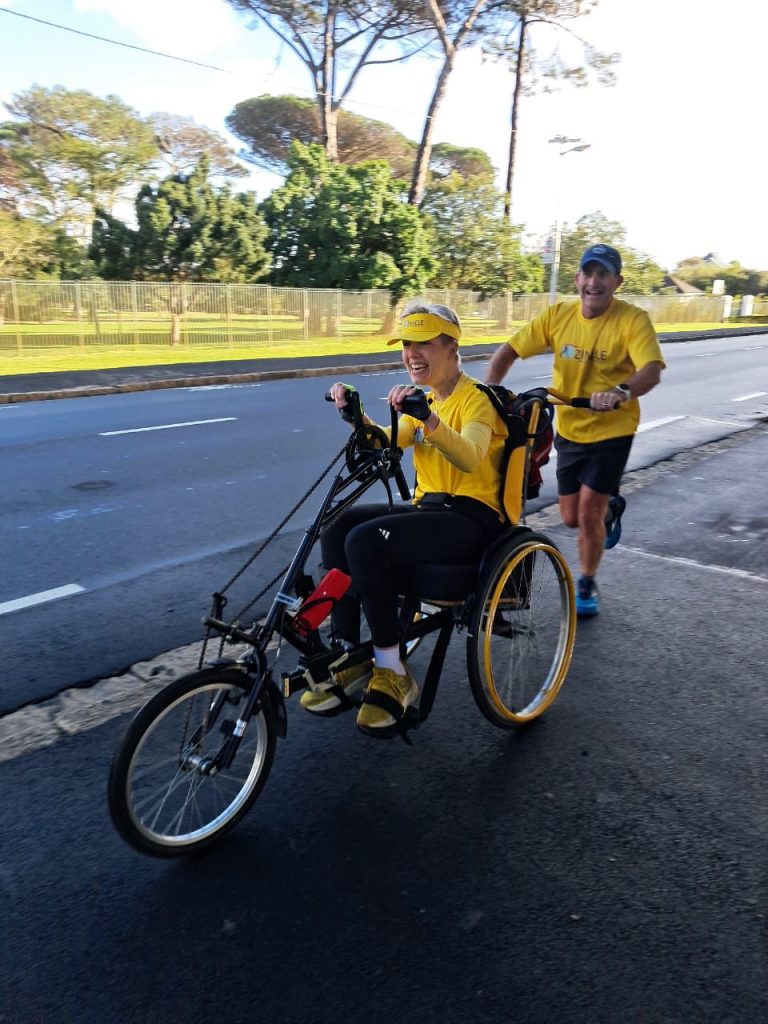 Zimele's Dr Sarah Whitehead and Lee Moffat(training partner) in training ahead of the Cape Town Marathon.Both compete this Saturday.