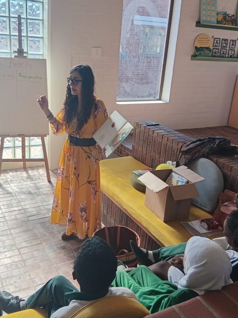 Elsibe McGuffog, of Wellington talk grade 2 learners the basics of poetry.