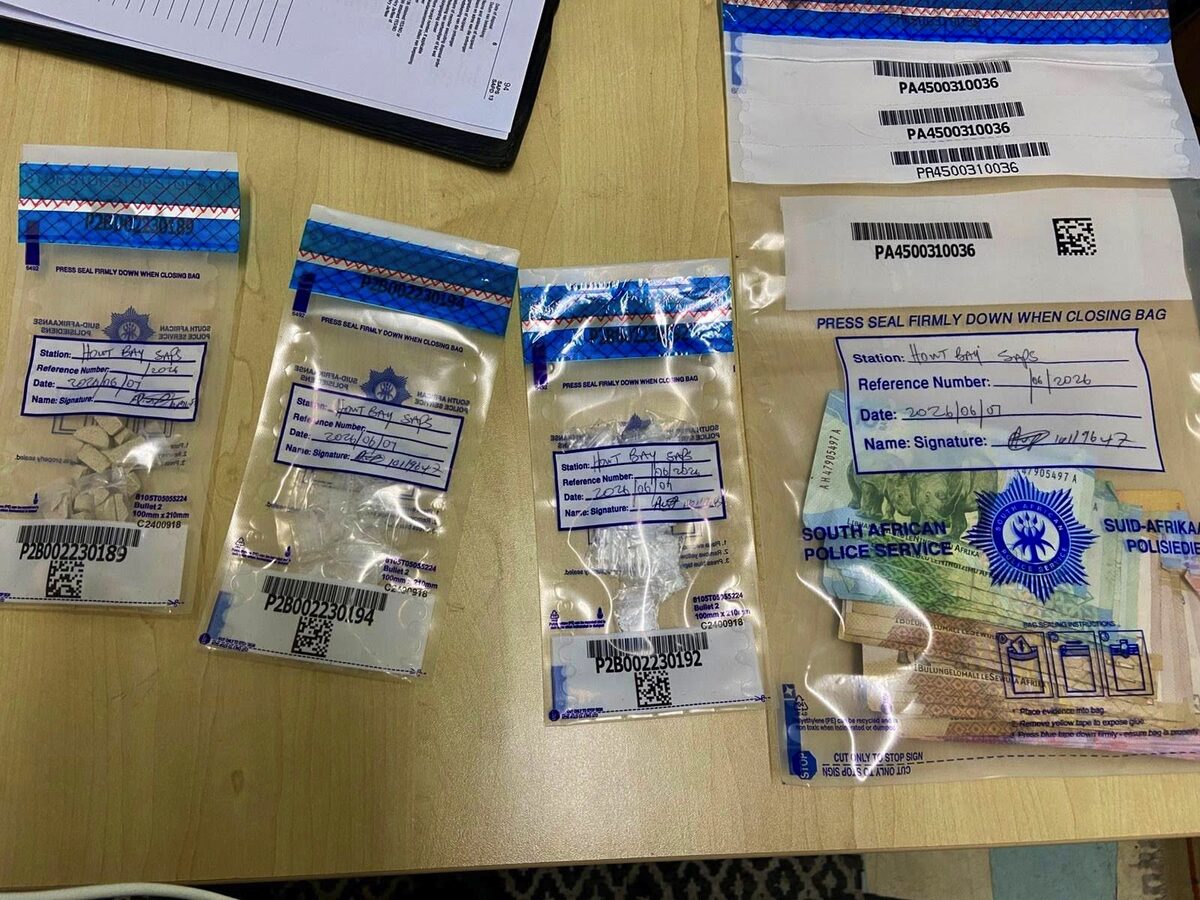 Items seized by police during the operation.