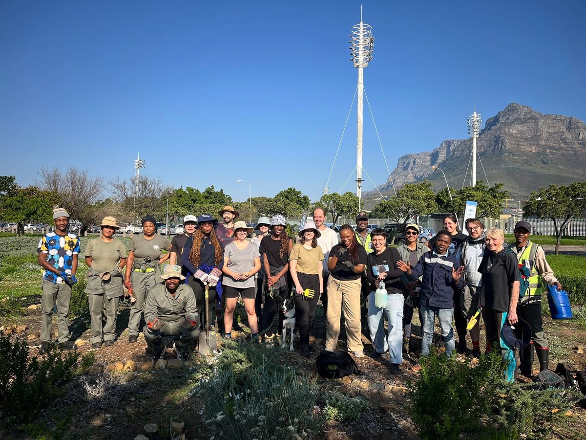 Volunteers gathered along the lower Liesbeek River.