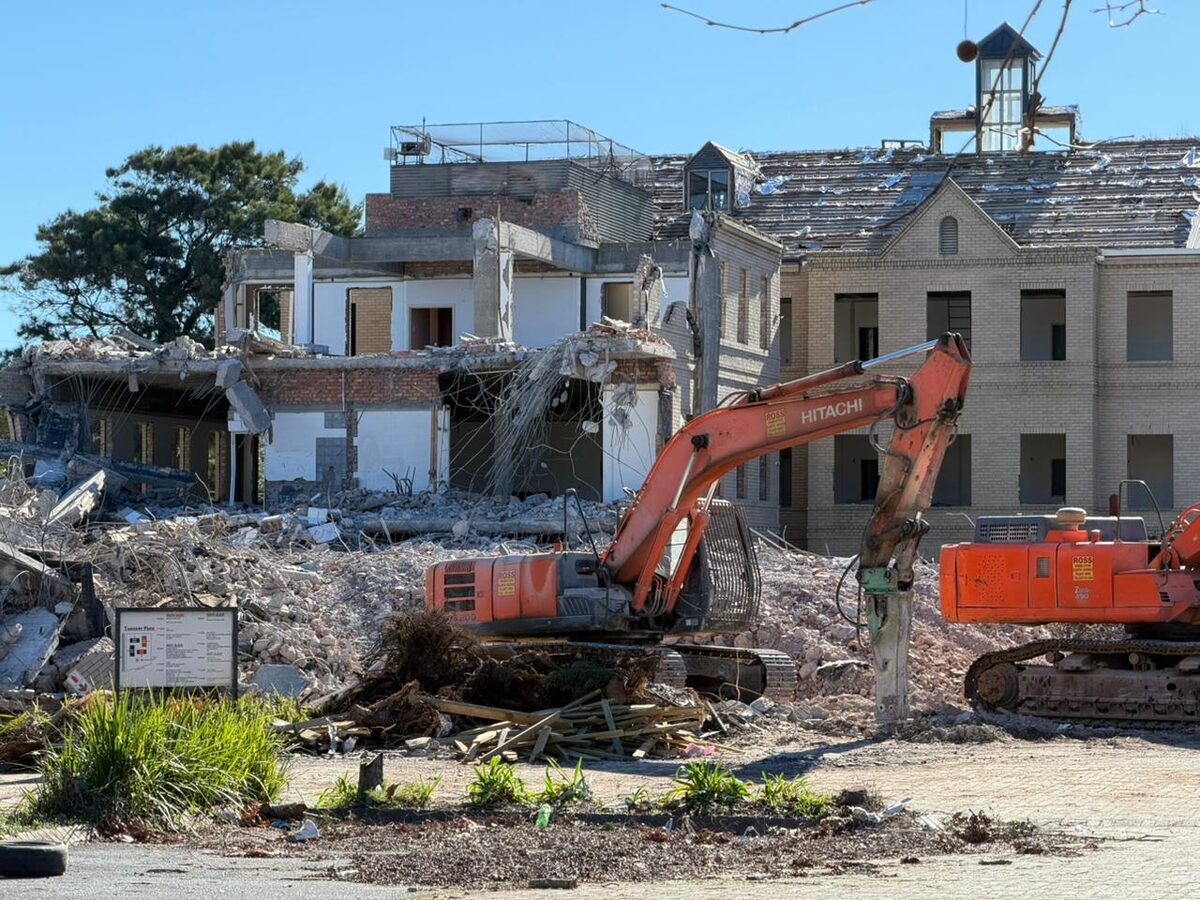 Demolition of the Tannery Park office complex on Belmont Road, Rondebosch, as residents question the lack of public notice about a 505-unit development