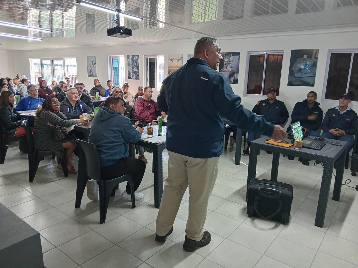 Clive Arries leads a workshop on mitigating gangsterism in schools at West End Primary School.