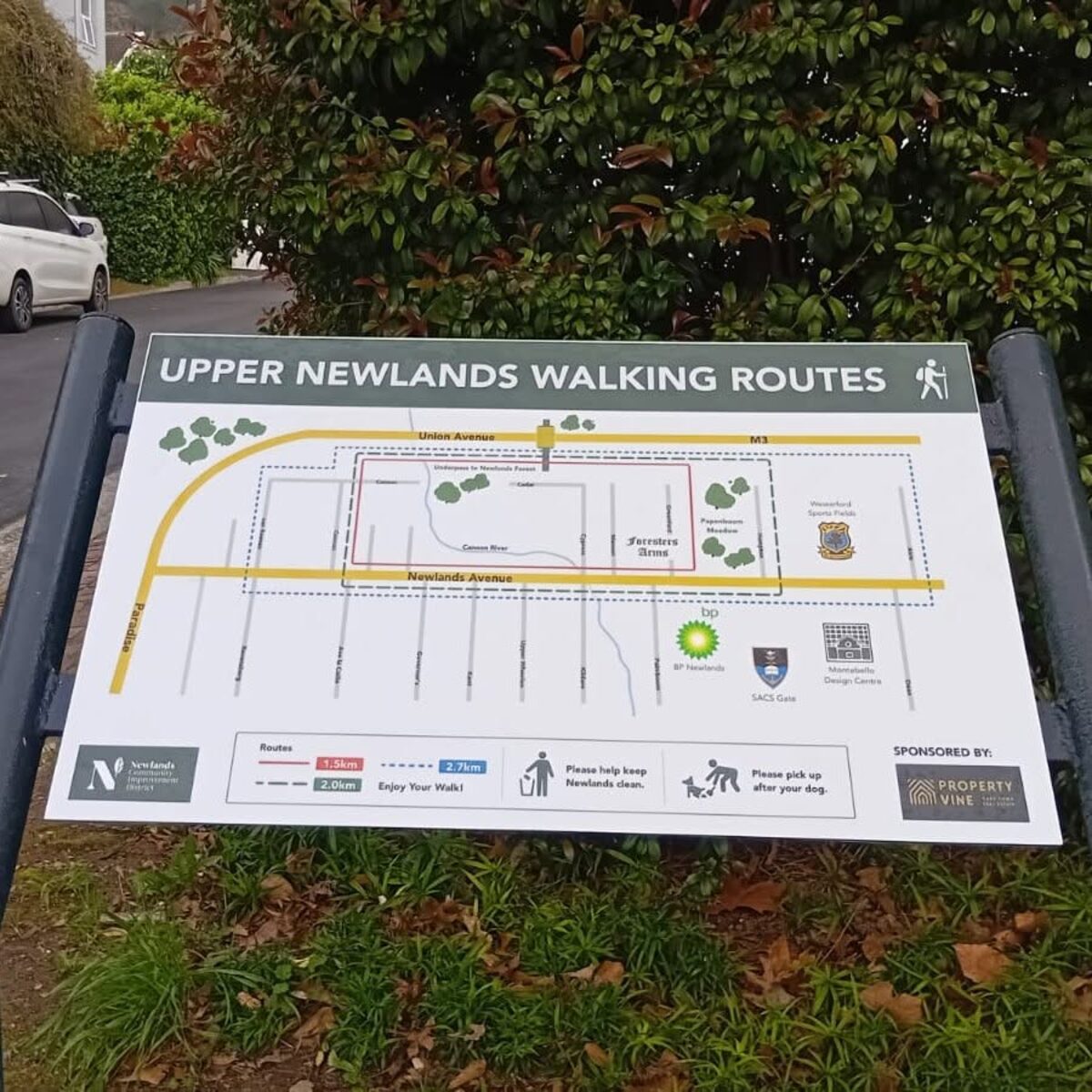 signage along the M3 greenbelt in Newlands, Cape Town