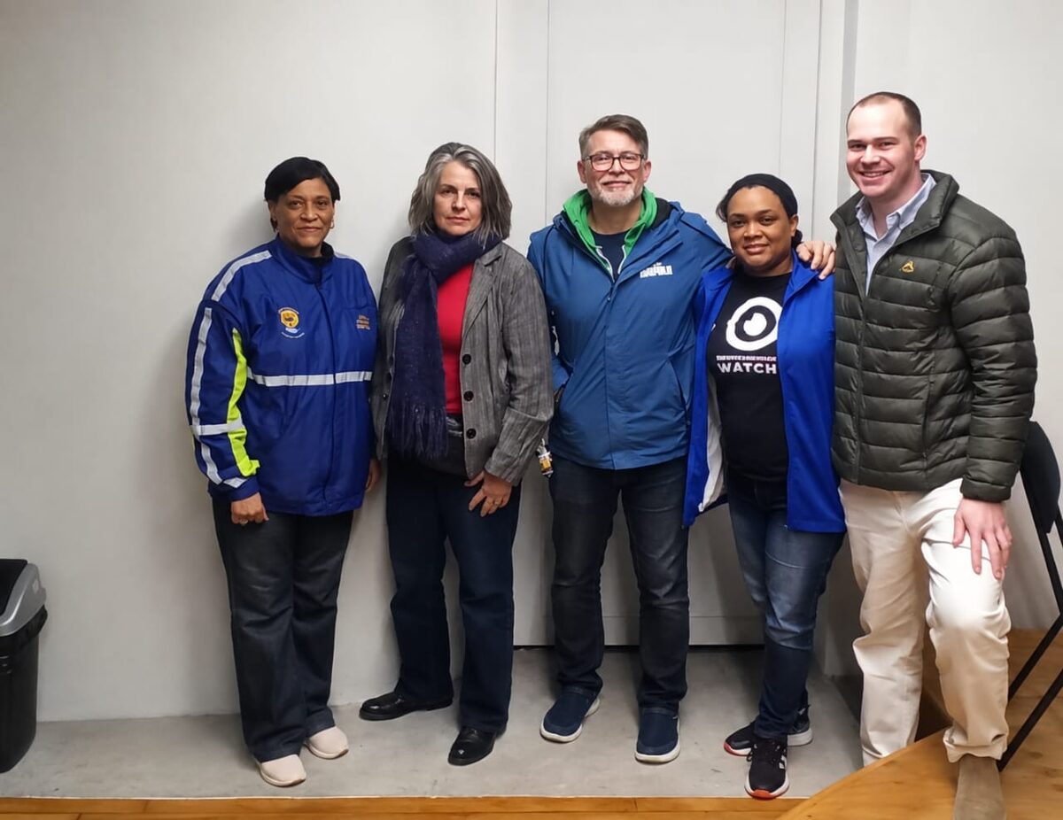 From left: Theresa Daniels, Maurita Weissenberg, Ishmaeel McKenzie, Suzanne Japhta and Jake Banks at the Wynberg CPF Sector 1 meeting