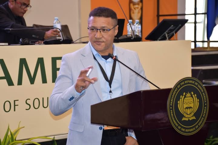 Prof Rouaan Maarman of UWC's Education Faculty speaks at Parliament's Youth Colloquium on youth unemployment.