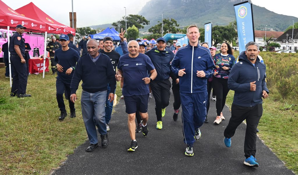 City of Cape Town safety and security staff run a 5 km fun run at Rondebosch Common