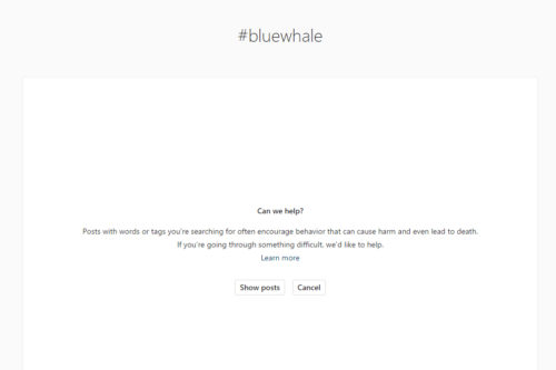 Blue Whale Instagram-waarskuwing