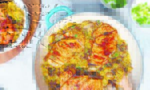 Mushroom rice with grilled chicken breast