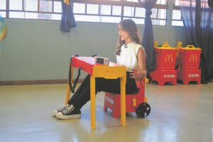 Family-run business creates mobile school desk to help learners