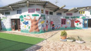 Bottles, tyres used to build school