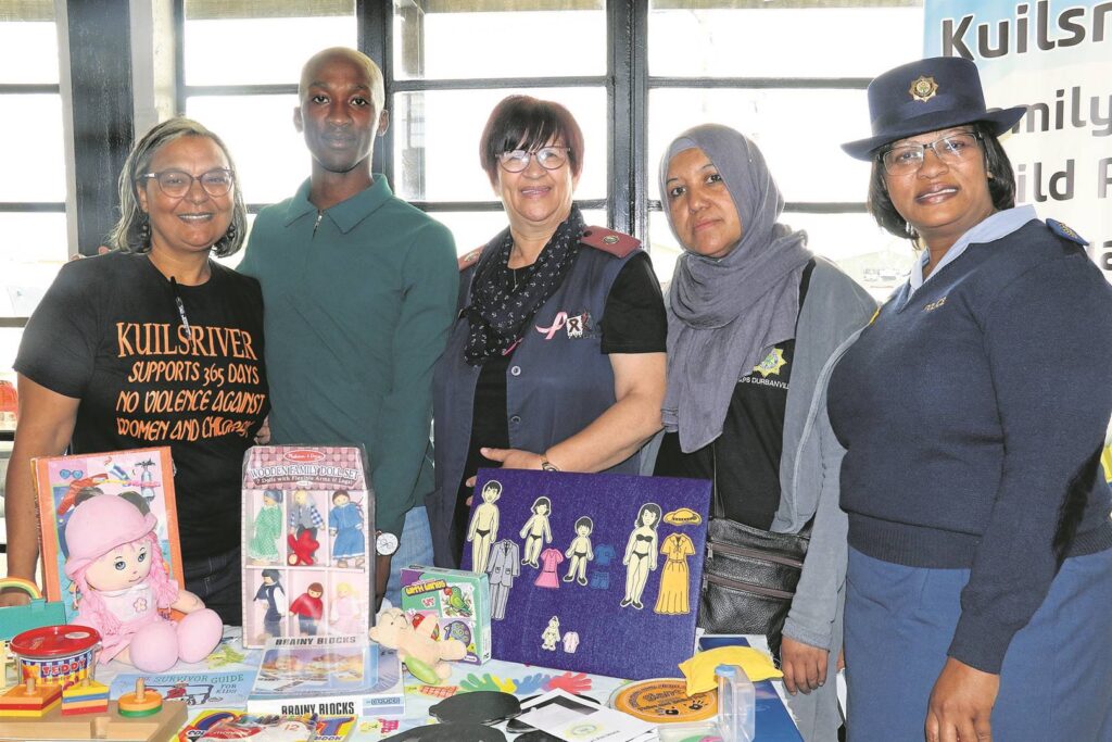 Members of the Family Violence, Child Protection and Sexual Offences Unit, from left; Cpt Cecile Adams, Athi Marawu, Andrea Titus (nurse and manager, Graceful Care Unlimited), Rukeya Rhoda, and Cpt Benice Hendricks.
