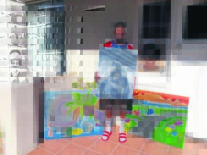 Jong man blink uit in kuns