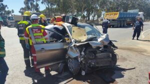 Car and truck collide on N7