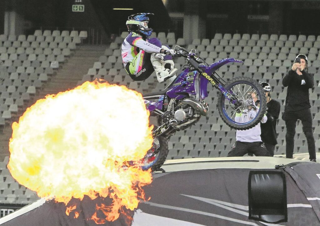 Clinton Moore takes off from the ramp.