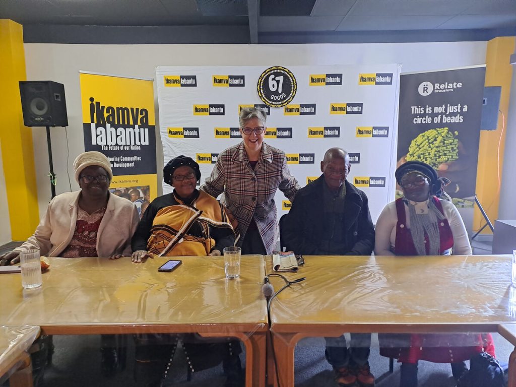 Adele Camerena of Spectacle World with beneficiaries of Ikamva Labantu.