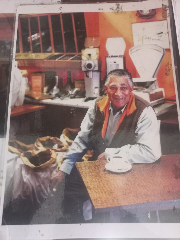 A picture of Anthony in his coffee shop, the Golden Cup, which closed during lockdown.