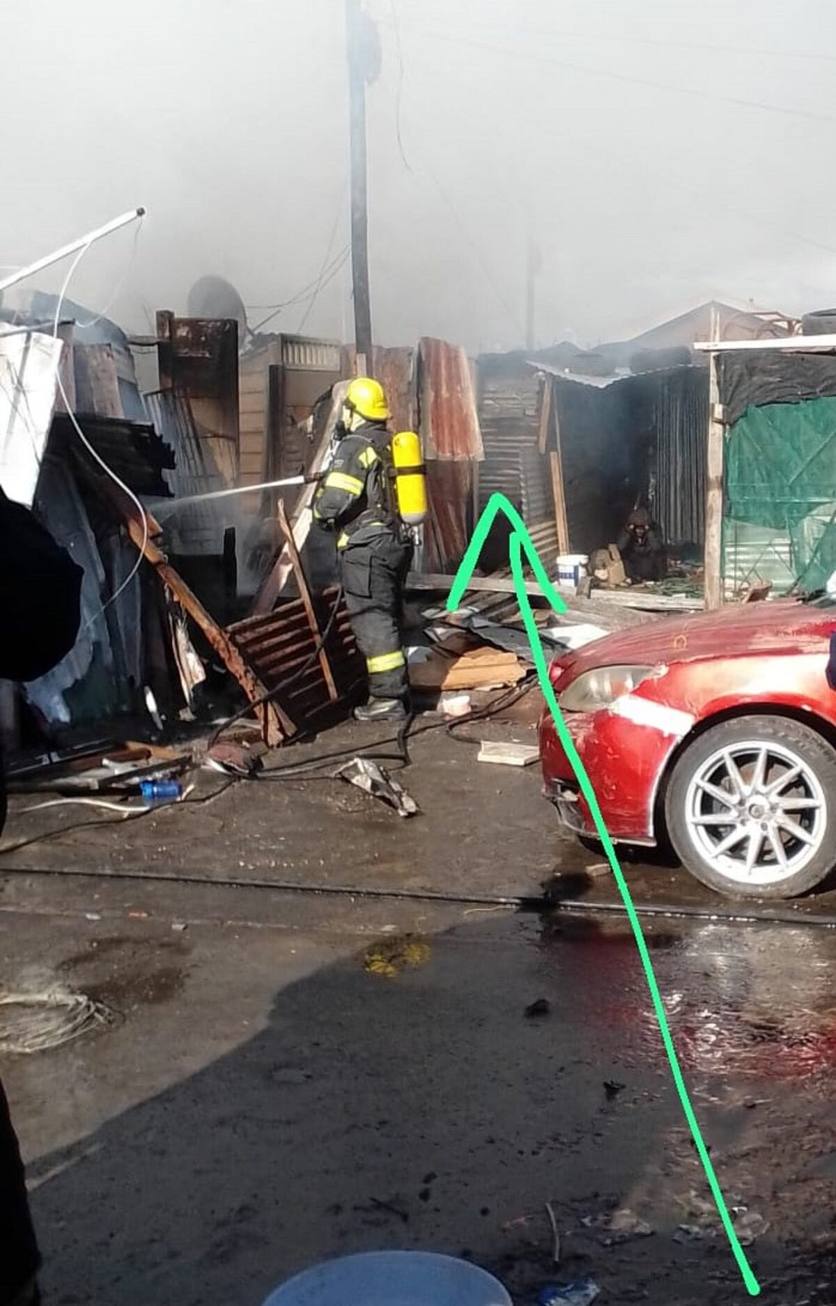 The scene of the blaze where the young boy died.