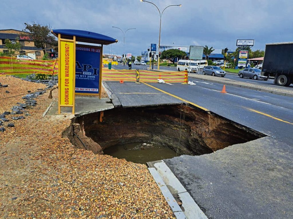 Last year's collapsed section of Montague Drive which has since been repaired.