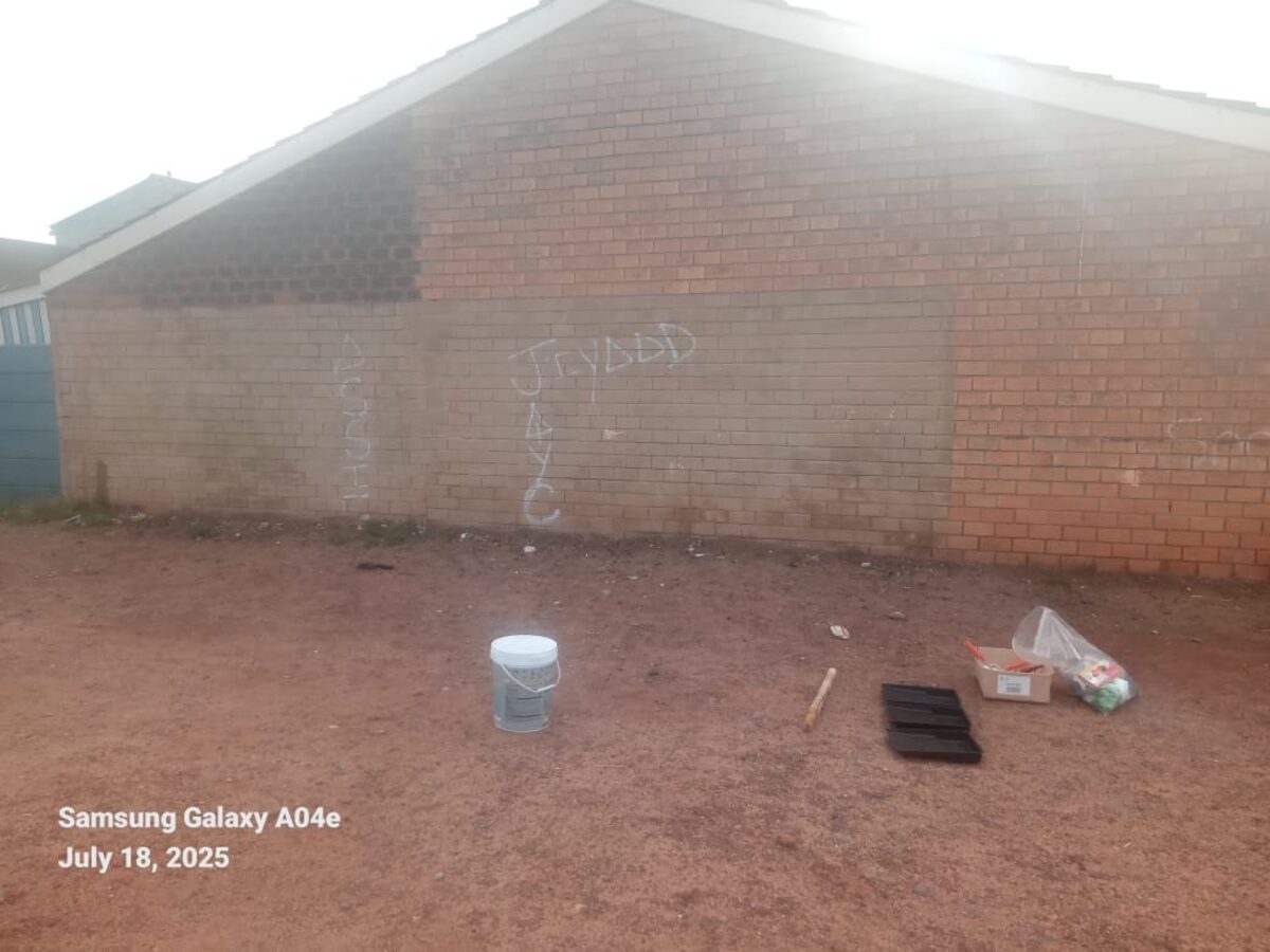 The wall in Don Carlos Road before it was repainted on Mandela Day.
