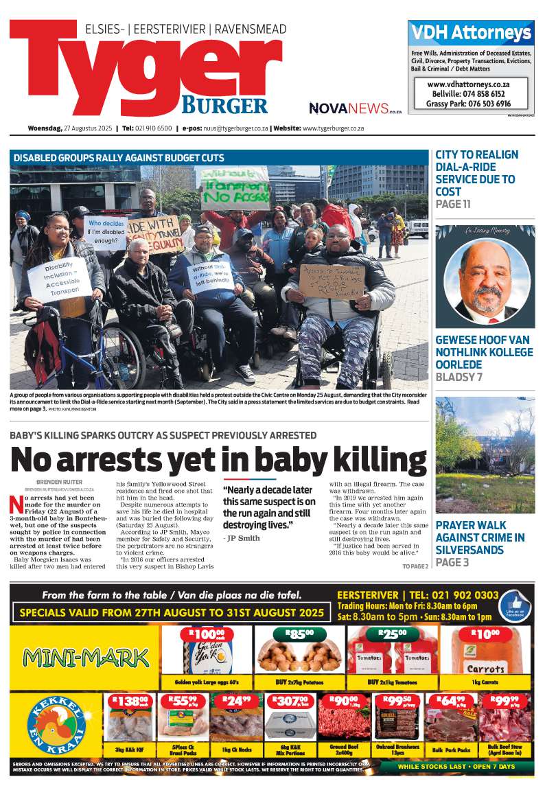 TygerBurger Eersteriver | Elsies | Ravensmead 27 Augustus 2025