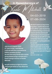 Optog gehou om hernude aandag op Xavier Mitchell se saak te vestig