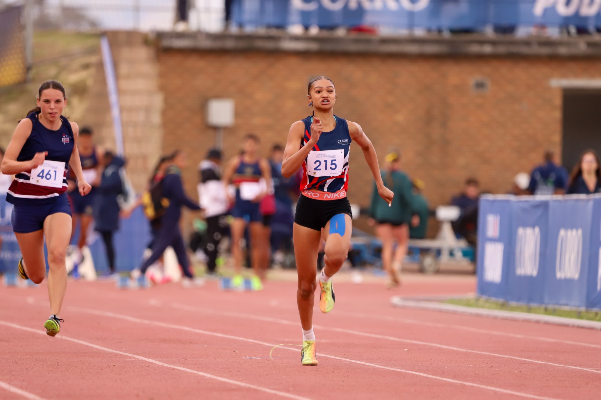 Miche van Staden from Curro Durbanville (u-17) secured a double at Podium, clocking 12.51s in the 100m and 25.28s in the 200m. Photo: Gerrit van Der Linde