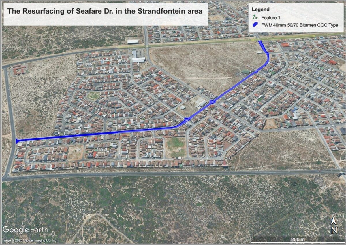 The affected road in Strandfontein.