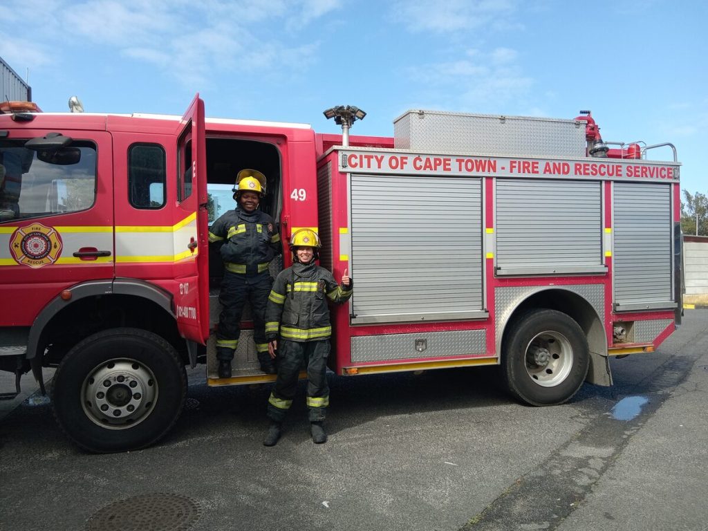 Silver and gold medal winners in the Toughest Firefighter Alive indiviudal competiton are Andiswa Stafa and Baigum Abrahams.