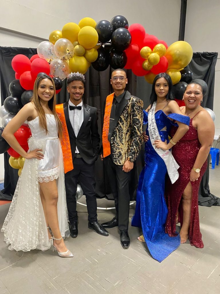From left are Kayla Jenecker, Mr Mitchell's Plain Unbreakable King Ranshaw Opperman, first prince Alex Classen, Celita Jenecker and Barbara Jenecker.