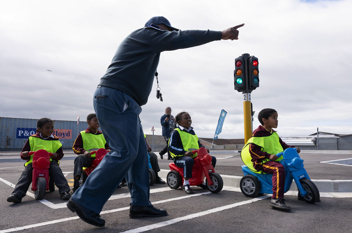 Traffic officers teach the children road safety at the Traffic Learner Centre in Rocklands.