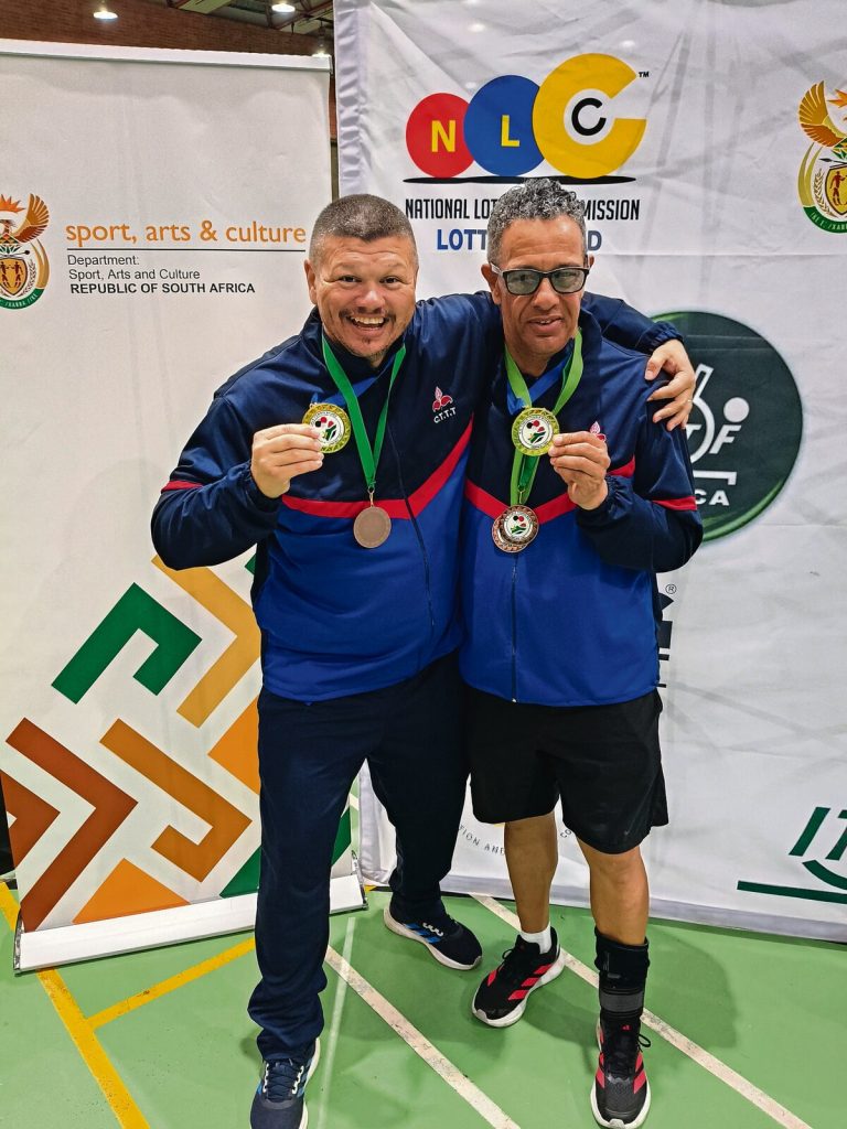 Chris Sloster (left) and his Cape Town Table Tennis team mate Lorenzo Haupt who won gold in the 50+ team category at the SA Masters Table Tennis Championships in October.