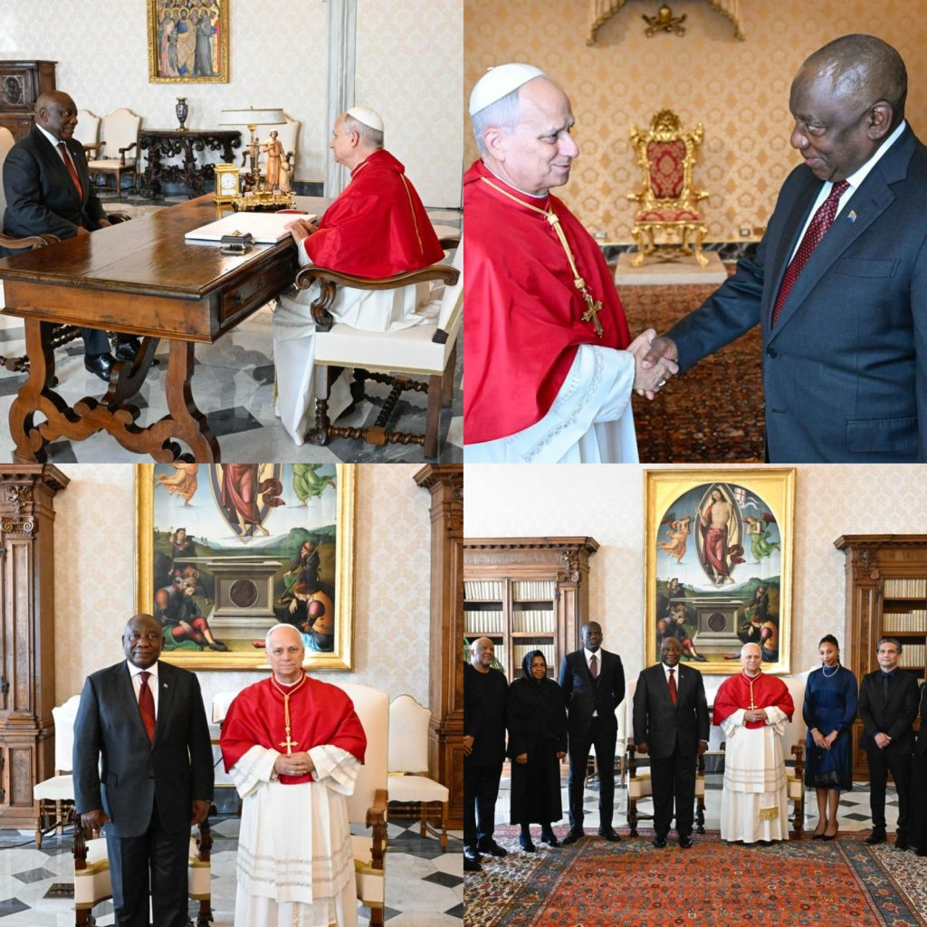 The meeting with His Holiness Pope Leo is of particular significance as it represents South Africa’s first high-level engagement with the newly appointed Pontiff. His ascension to papacy on 08 May 2025 provides an important opportunity to reaffirm and strengthen bilateral relations with the Holy See at the outset of his leadership.
