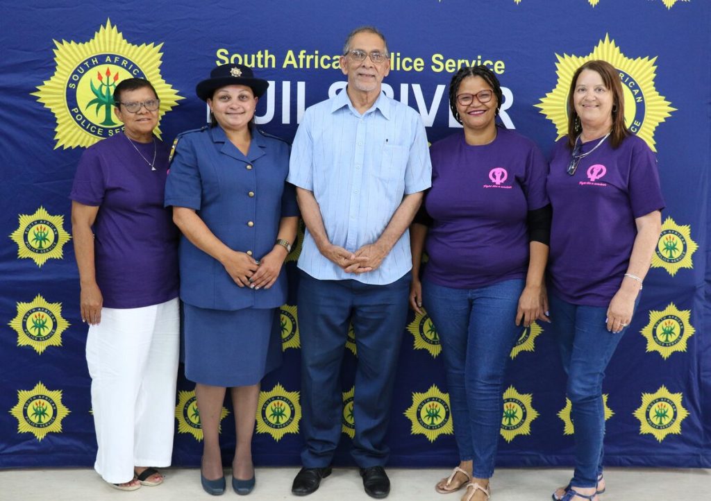 From left: Magriet Pieterse (Victim Empowerment Programme, VEP), Sgt Nicolette Willemse (Spiritual Crime Prevention), Ebrahim Sawant (Ward 19 councillor), La-Rochelle Fisher (VEP) and Lisa Links (VEP).