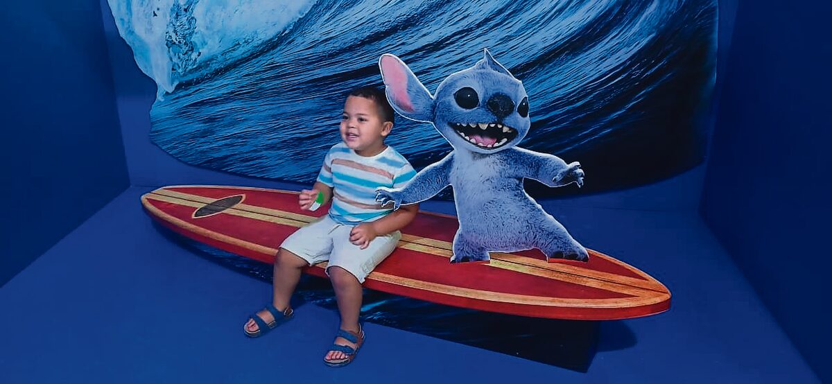 Kayden Treadway (3) pictured with Stitch.