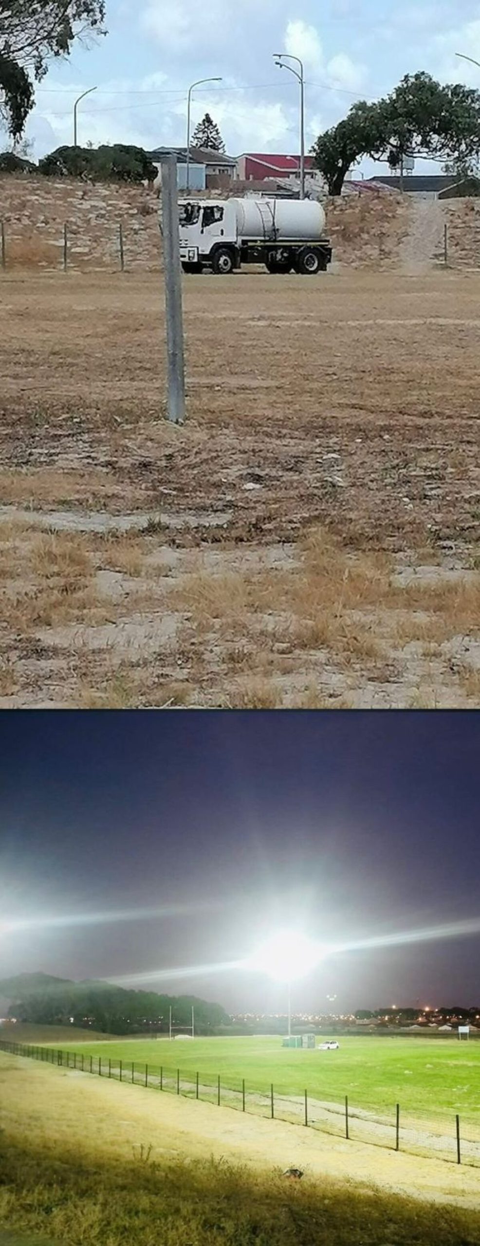 Before and after pics of the Lentegeur Sportsfield turf.