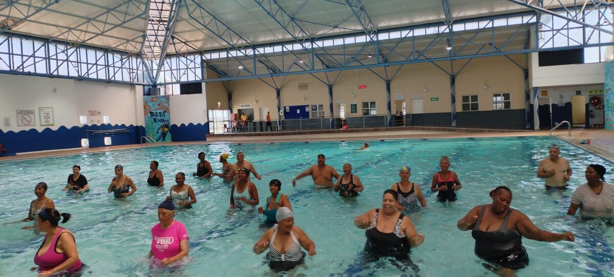 Older people swimming