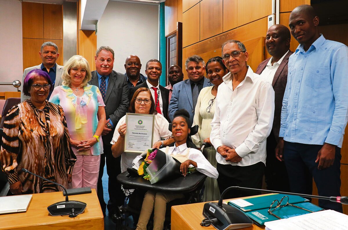 Subcouncil 14 officials with Takunda Muchuweni at the subcouncil meeting on Wednesday 21 January in the municipal chambers in Kuils River.