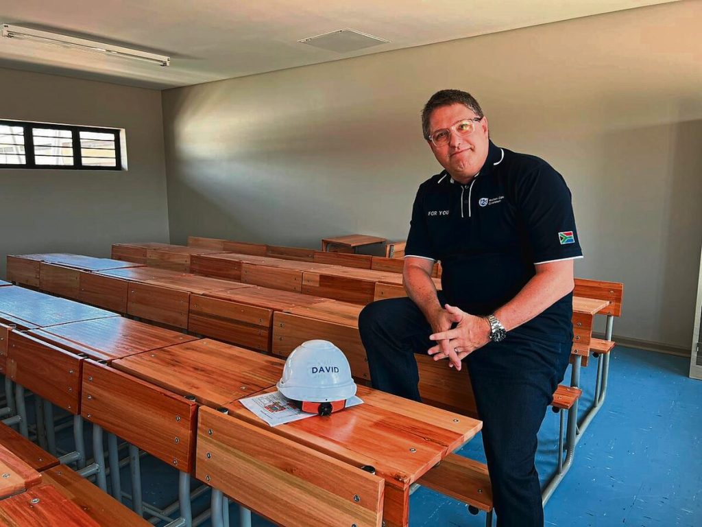 Western Cape education minister David Maynier on a recent visit to the new Brantwood High School in Kuils River.