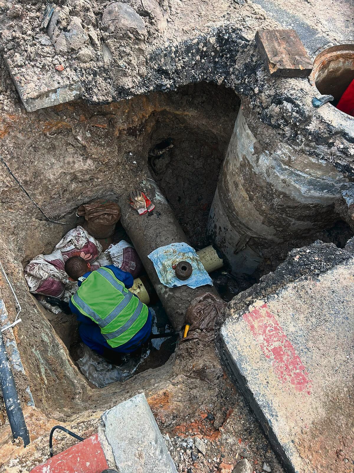 Emergency open-trench repairs were carried out before long-term sewer rehabilitation was completed.