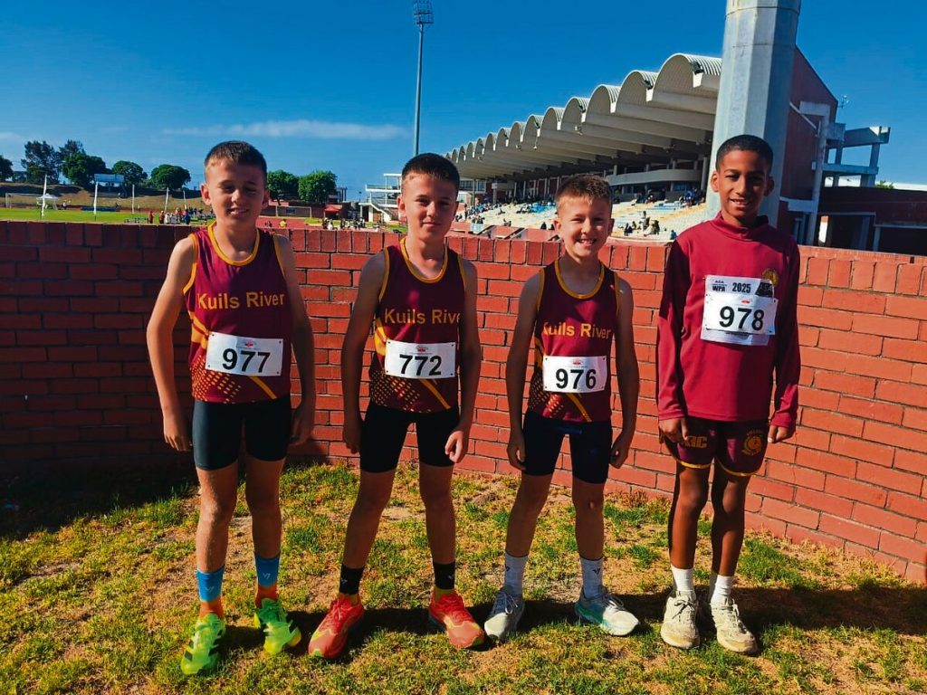 Some junior members of Kuils River Runners from left: Liam Marais, Sebastian Marais, Alexander Marais and Godwin Theart.