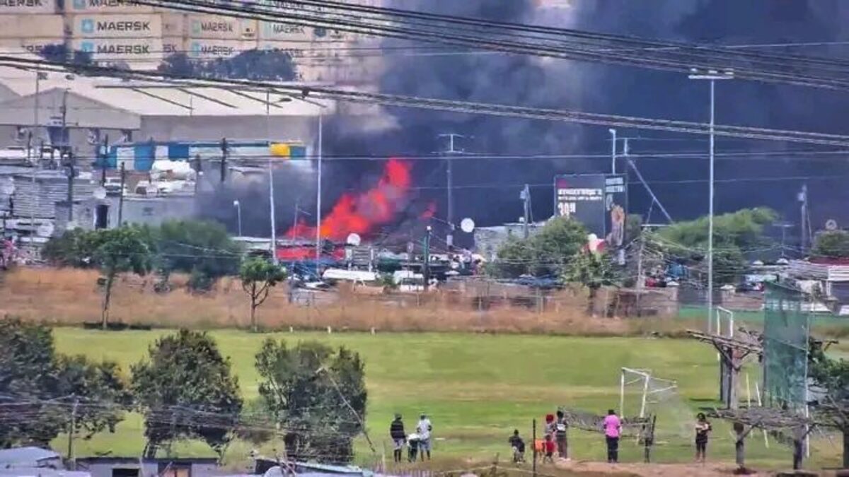 A major emergency response is underway after informal structures caught fire in Dunoon. Photo: Facebook