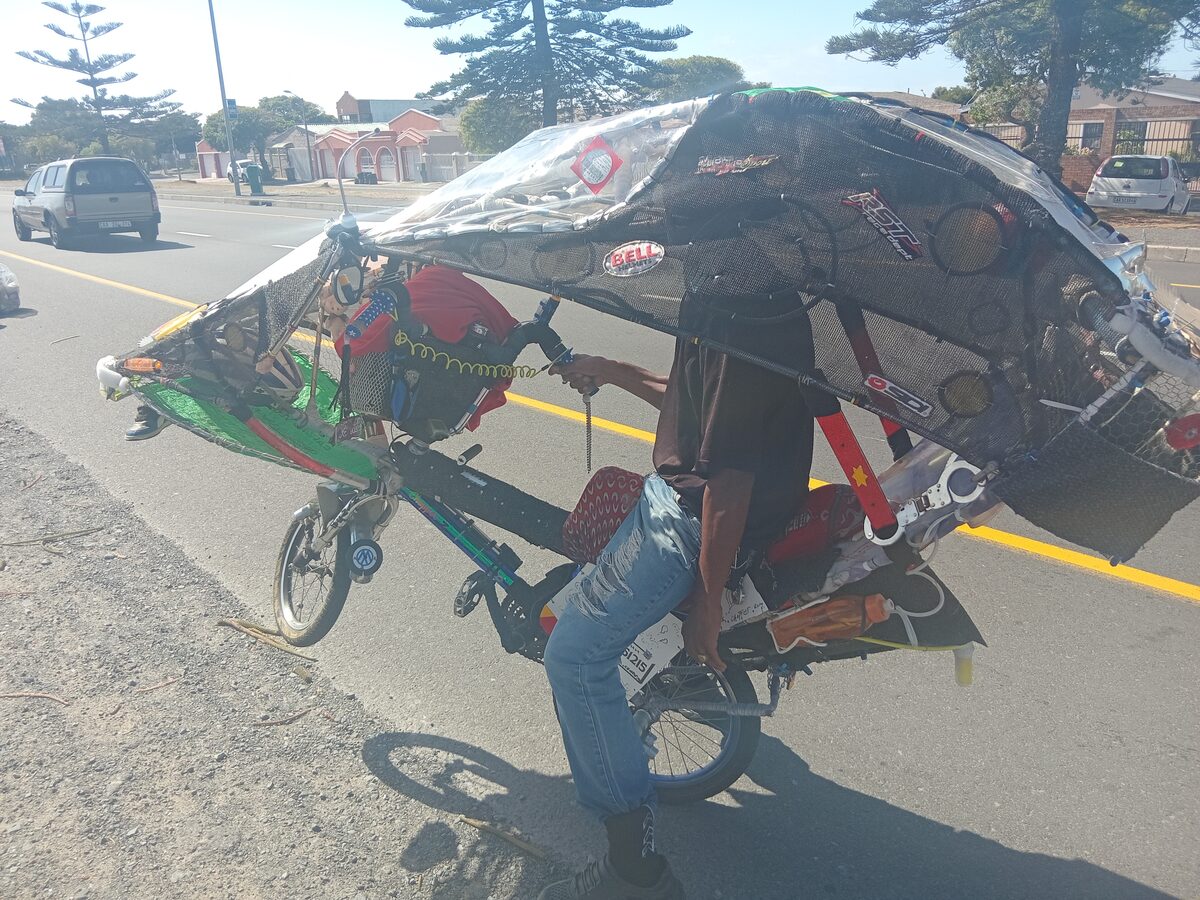 WATCH | Eccentric cyclist sells baby bunnies on cobbled-together bike