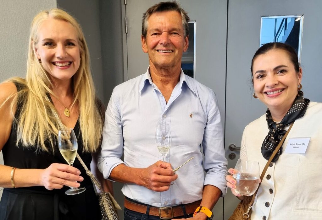 From left are San-Marié Vogel (CY Collection), Dolph Nortier (former principal of Durbanville Preparatory School) and Dr Melanie Stander (Durbanville Mediclinic). Photo: Esmé Erasmus