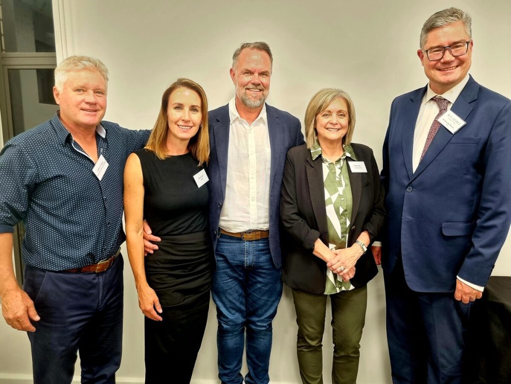 Prof Stan du Plessis (far right), CEO of Stadio University, with (from left) De Wet du Plessis (Marais Muller Hendricks Attorneys), Nyreen Koen (Pencafé), Pieter Koen (chair: Durbanville Business) and Theresa Uys (Ward 112 councillor). Photo: Esmé Erasmus