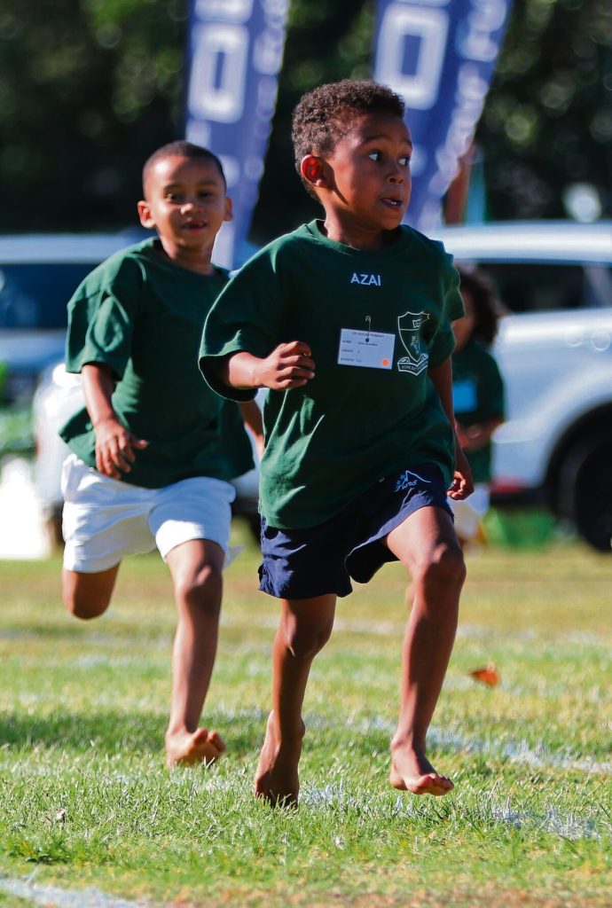Azai Arendse (boys u-6) keeping an eye out for the competition.