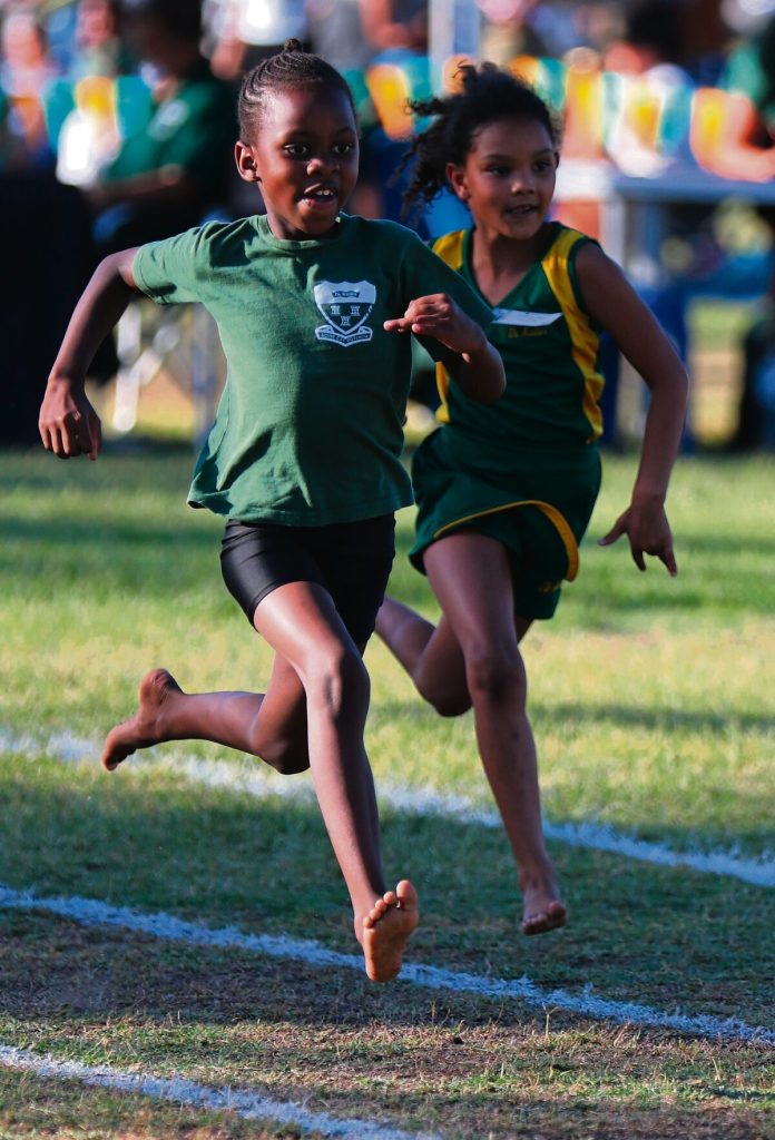 Alatha Ndlele (front) and McKenzie Alcock (girls u-7).