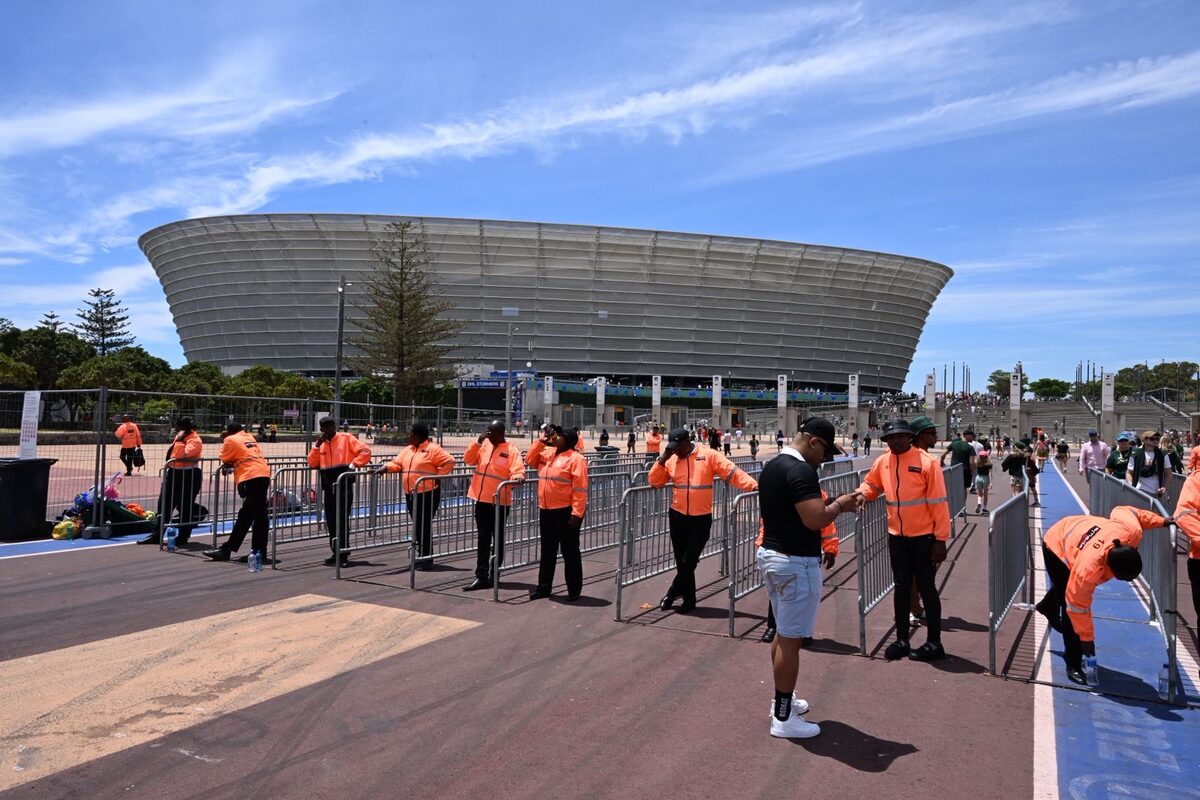Security personnel at an event at the DHL Stadium.