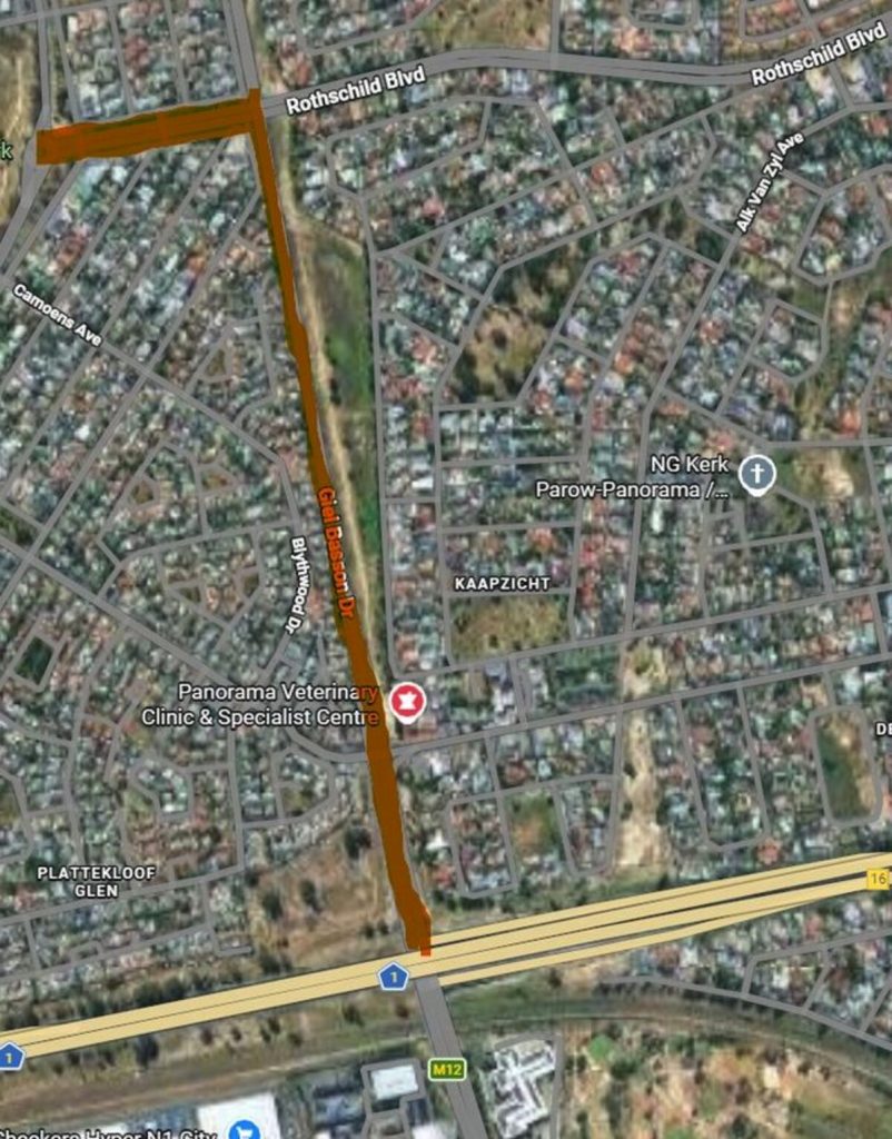 A map of the roadworks being done on Giel Basson Drive in Monte Vista.