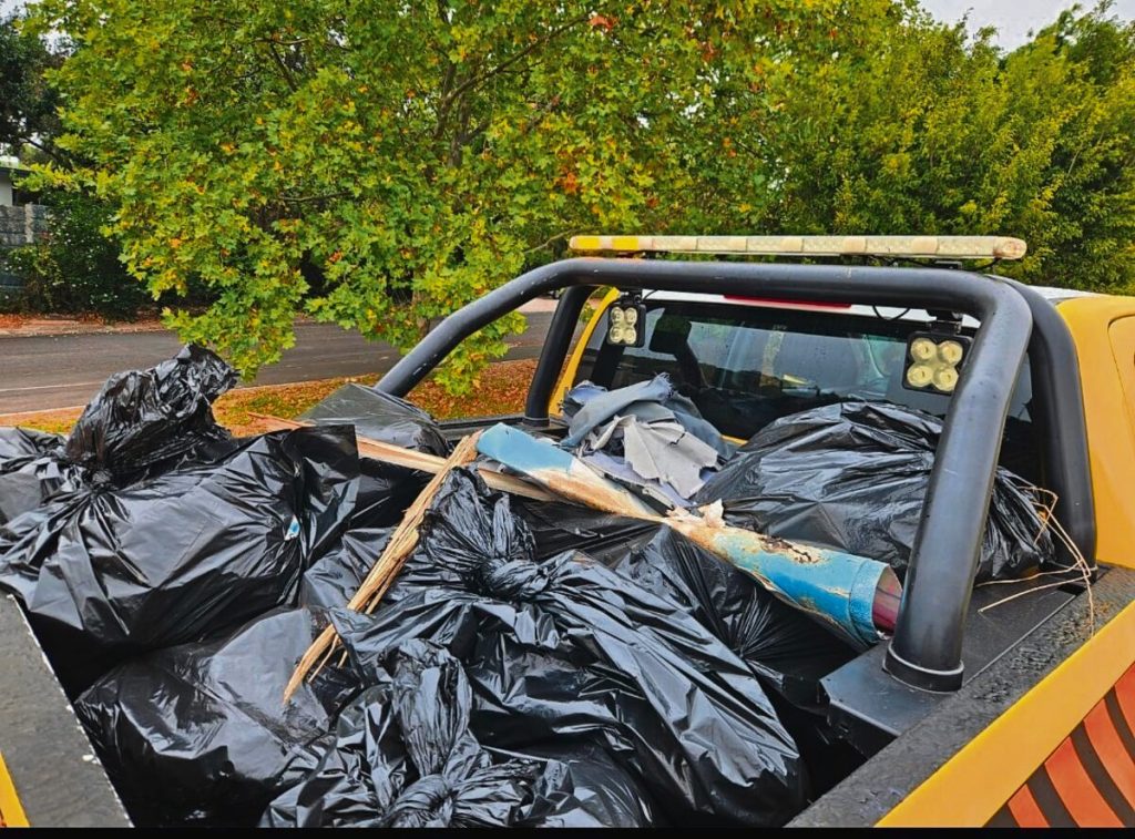 A bakkie load of rubbish was collected.