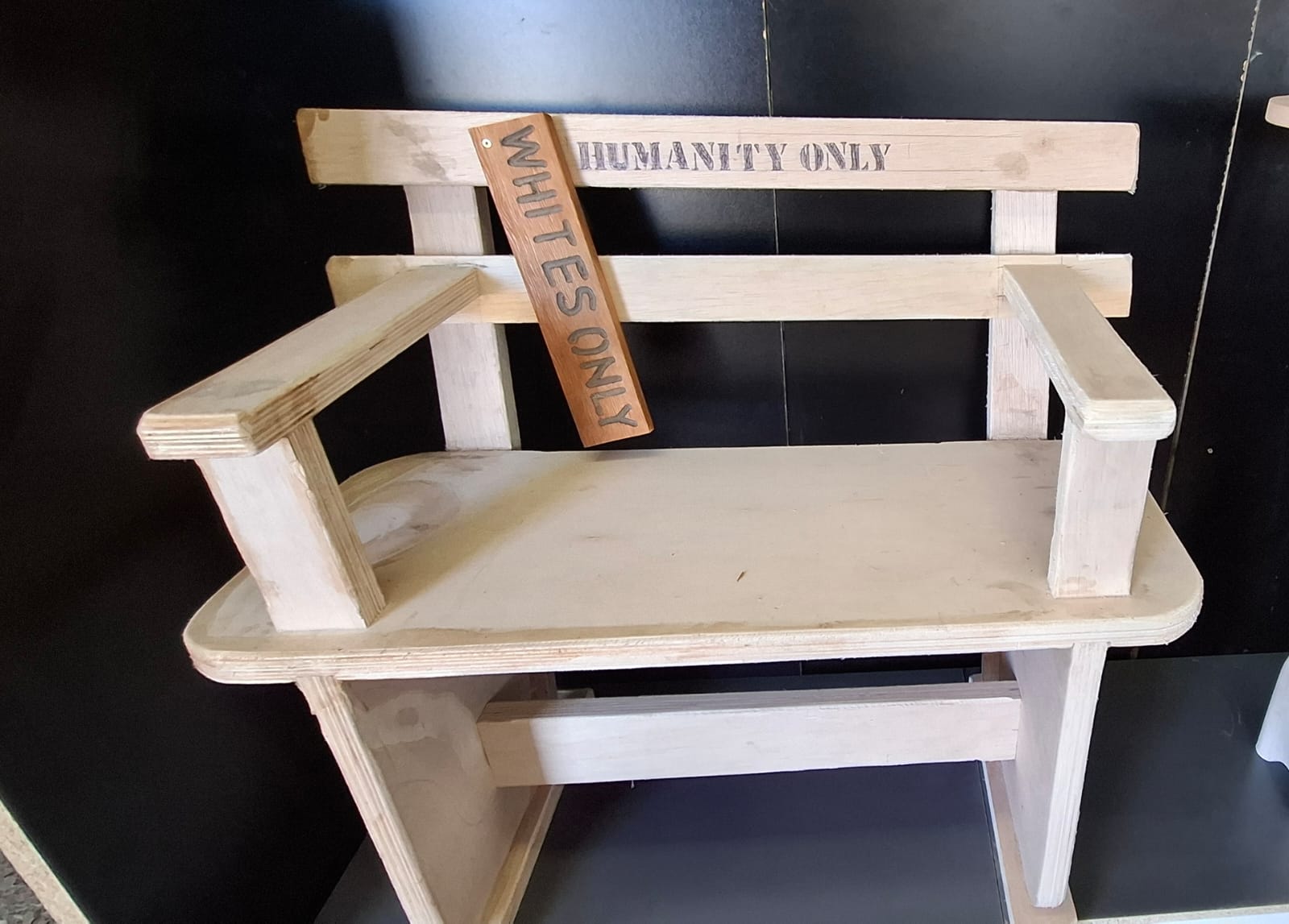 The "humanity bench" that was created by the Bishop Lavis School of Skills in memory the District Six evictees.